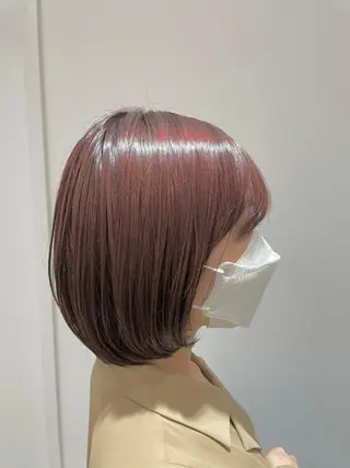 ショート パーマ ✨透明感カラー✨ 髪質改善小顔カット✨のヘアスタイル