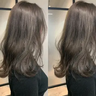 セミロング カラー 艶髪/オリーブ系/ 肌が綺麗に見えるお色のヘアスタイル