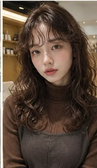 ロング パーマ 透明感カラー／レイヤ ーカット藤村雄大✄﻿のヘアスタイル