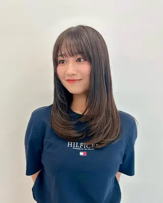 セミロング カラー ブリーチなし/レイヤ ー特化🌈Tommyのヘアスタイル
