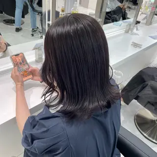 ロング カラー ラベンダー💜 グレージュ🩶のヘアスタイル