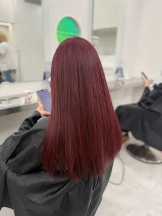 ロング カラー ヘアアレンジ ♥️渋谷の赤髪 トップ/らいる♥️のヘアスタイル
