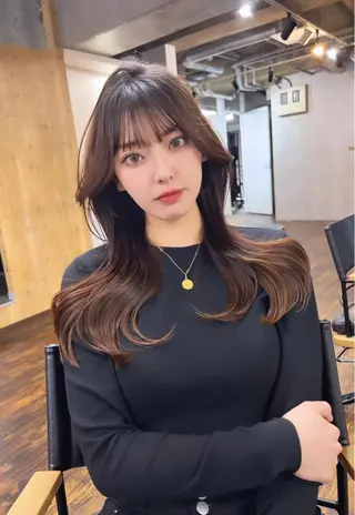 ロング カラー パーマ ヘアアレンジ メンズ キッズ ネイル マツエク・マツパ アイブロウ レイヤー/顔周り 韓国ヘア森田和貴のヘアスタイル