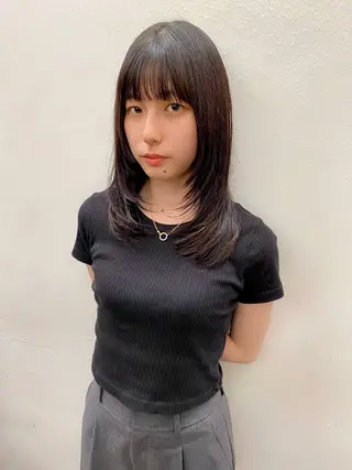 セミロング カラー 似合わせレイヤー/ ケアパーマ/高倉のヘアスタイル