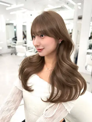ロング カラー 透明感カラー✨🩵 韓国ヘアkanatoのヘアスタイル