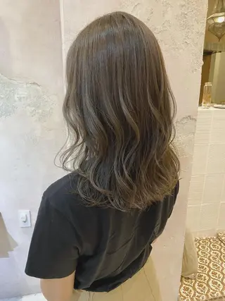 セミロング ブリーチなしダブル カラー縮毛矯正　下野のヘアスタイル