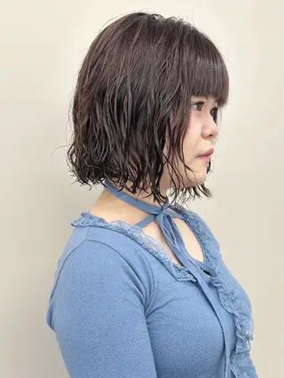 ショート パーマ ボブ/ゆるふわ ボブパーマ/とういのヘアスタイル