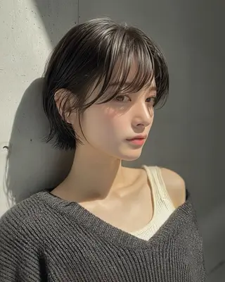 ショート カラー ボブ/透明感ベージュ 🫧クルミ🌟のヘアスタイル