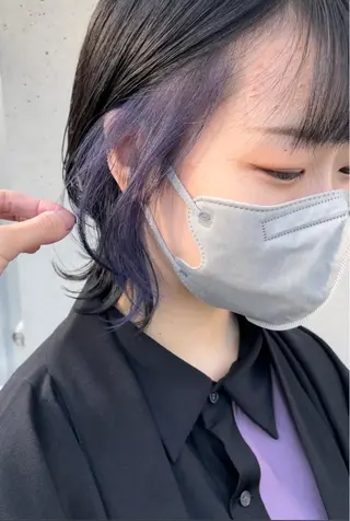 ミディアム カラー インナーカラー 推し ブリーチ 髪質改善のヘアスタイル