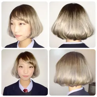 ショート ミディアム カラー パーマ ハイトーン特化🤍 浦住のヘアスタイル