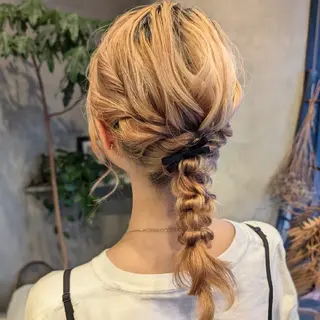 セミロング ヘアアレンジ 彩桜/アレンジ/艶 カラー/小顔カット✂のヘアスタイル