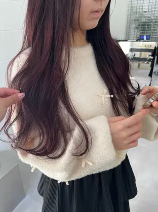 ロング カラー 髪質改善縮毛矯正/暖 色カラー/ウエダカナのヘアスタイル