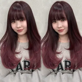 ロング カラー Rin♡透明感ピンク 🎀白肌ラベンダーのヘアスタイル