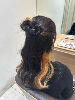 セミロング ヘアアレンジ 透明感カラー/巻き髪 🤍あすみ🤍のヘアスタイル