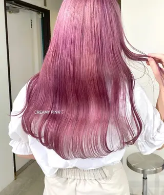 カラー mizuki/ピンク ベージュ.レイヤーのヘアスタイル