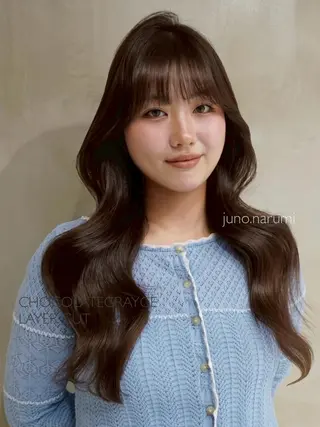 カラー セミロング 盛れ🎀韓国ヘア 美艶🇰🇷なるみのヘアスタイル