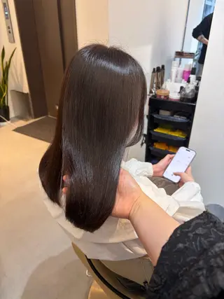 セミロング ✨色持ちの良い艶 カラー✨蟹江真世のヘアスタイル