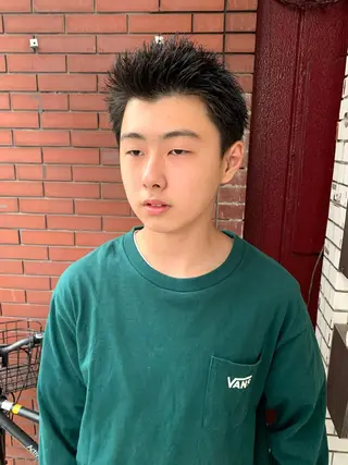 メンズ スパイキーパーマ 柏NO1 藤本葉のヘアスタイル