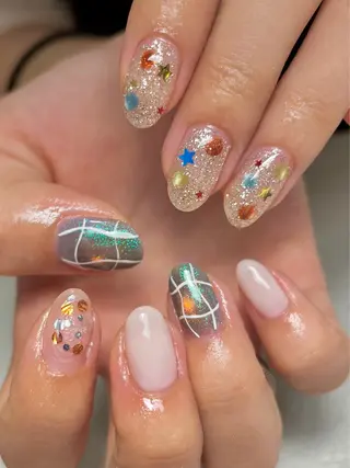 ネイル tsumeya ゆるかわ手描きネイルのネイルデザイン