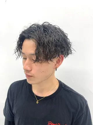 パーマ メンズ スパイキーパーマ 柏NO1 藤本葉のヘアスタイル