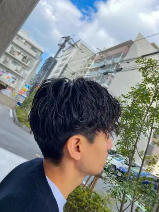 ミディアム パーマ メンズ 河津 しおりのヘアスタイル