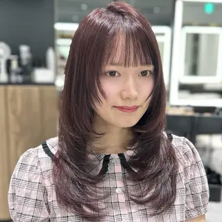 ロング カラー レイヤー/グレージュ メンズパーマのヘアスタイル