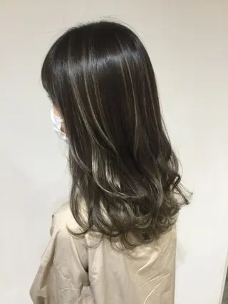 ミディアム カラー 髪質改善カラー韓国風 レイヤーtudaのヘアスタイル