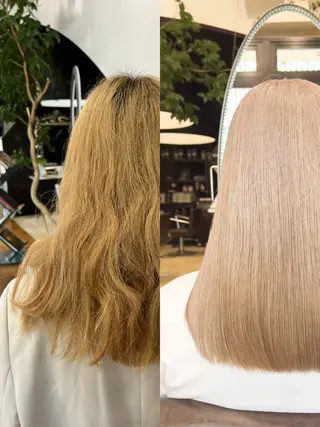 ミディアム パーマ ✨デザインカラー✨ ハイトーン　森貴章のヘアスタイル