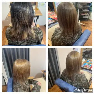 ミディアム カラー ✨ハイトーンダメージ レス　ナルセ✨のヘアスタイル