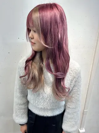 ミディアム カラー ウルフカット レイヤーカット上柿のヘアスタイル
