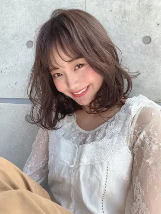 ミディアム カラー ヘアアレンジ 縮毛矯正/髪質改善/ ブリーチ毛/木元渓太のヘアスタイル