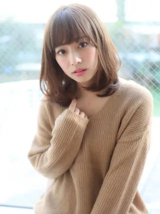 ミディアム カラー パーマ ヘアアレンジ 髪質改善/韓国風 レイヤー/田村祐樹のヘアスタイル