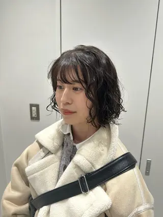 ミディアム パーマ 俵 知広のヘアスタイル