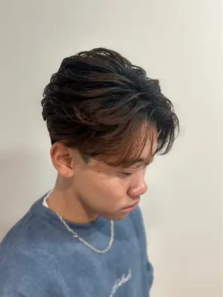 ミディアム パーマ メンズ 奥村 悠晏のヘアスタイル