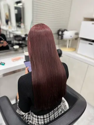 ロング カラー ラベンダー💜 グレージュ🩶のヘアスタイル