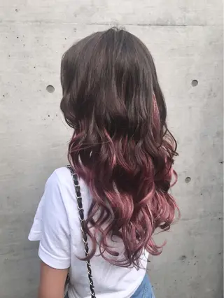 ロング カラー パーマ ヘアアレンジ 色落ちまでキレイに! !女性サロンのヘアスタイル