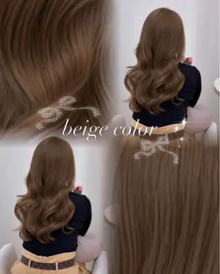 ロング カラー miyuu/ベージュ ブリーチなしWカラーのヘアスタイル