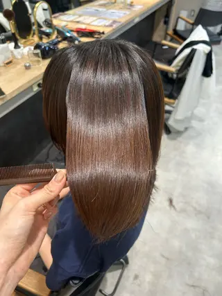 ミディアム パーマ hub hair レイヤー/透明感のヘアスタイル