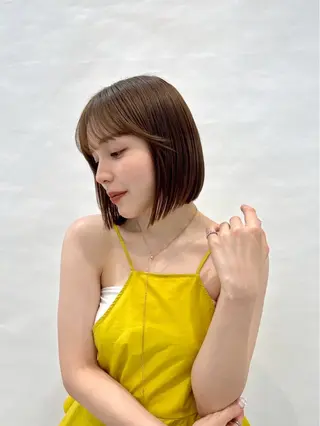 ミディアム ボブ.艶髪 髪質改善.縮毛矯正のヘアスタイル