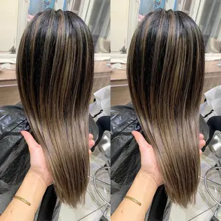 ロング カラー ヘアアレンジ 白髪ぼかしハイライト 茗荷谷駅徒歩2分のヘアスタイル