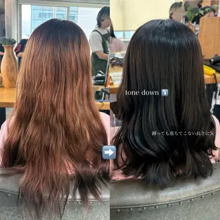 セミロング シモイケ ルアのヘアスタイル