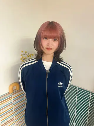 ミディアム カラー ヘアアレンジ ハイトーン/縮毛矯正 /梅田/みほのヘアスタイル