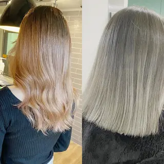 セミロング ヘアアレンジ yoriダブルカラー 代表すがわらのヘアスタイル