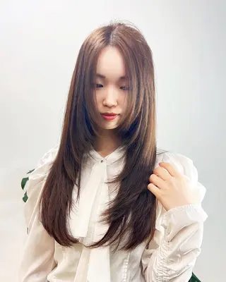 セミロング カラー 渋谷レイヤーカット❌ 縮毛矯正専門/武田涼のヘアスタイル