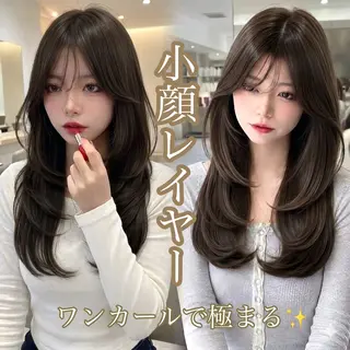 ロング カラー レイヤー/髪質改善 縮毛/ハッシュカットのヘアスタイル