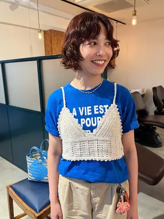 ショート パーマ 暖色/パーマ 🌼クニトウメイのヘアスタイル