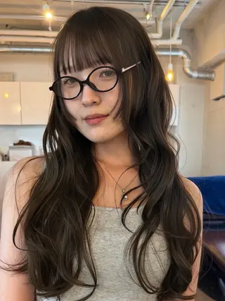 ロング カラー 落合希 Olivebeigeのヘアスタイル