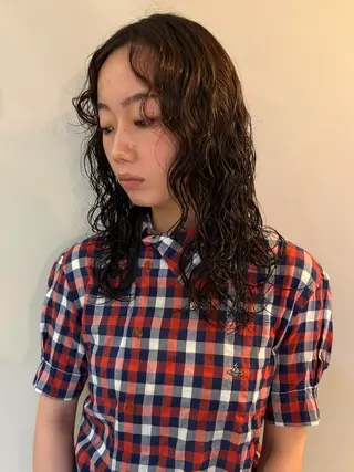 ロング パーマ yumemiレイヤー ‎✴︎ 透明感カラーのヘアスタイル