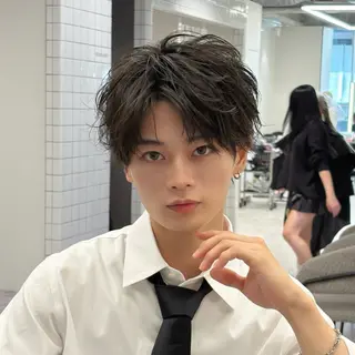 ショート パーマ メンズ 【メンズ特化】 鈴汰郎/毛流れパーマのヘアスタイル