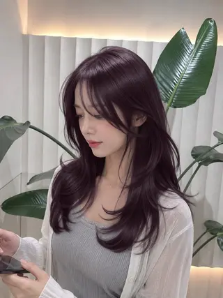 ミディアム カラー ラベンダー💜グレー 🩶ミント‪🩵のヘアスタイル